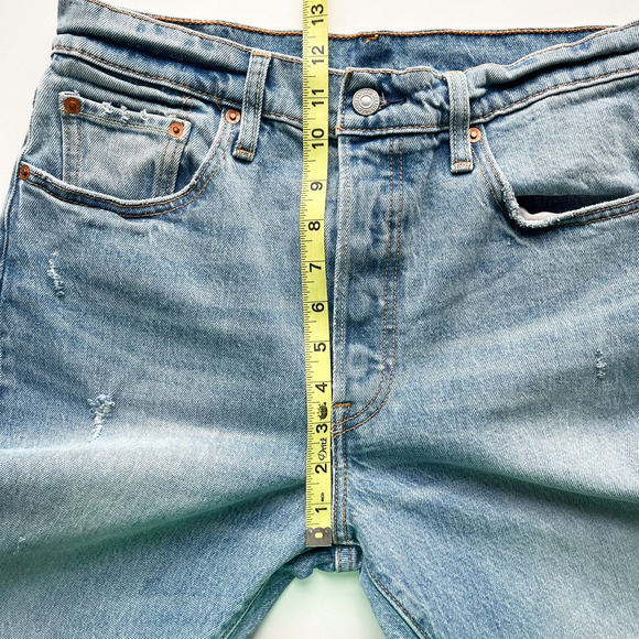 Revolve Levi's 501 Skinny Jeans Distressed Post Modern Blues 29/28 Button Fly - Picture 12 of 15